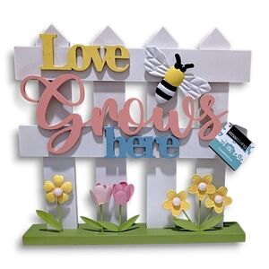 Adorable Love Grows Here Decorative Sign
